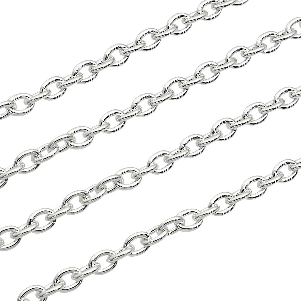 Sears Azuki Chain Silver 50cm Necklace, 925, 4.5mm Wide,