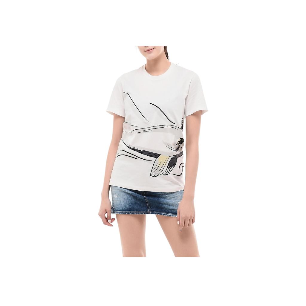 Moncler Round Neck Pullover Short Sleeve Regular T-Shirt Women Tops Ivory F10938C74910V8127033