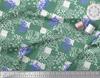 Soimoi Purple Japan Crepe Satin Fabric Brush Stroke & Leopard Animal Skin Printed Fabric 1 Metre 42 Inch