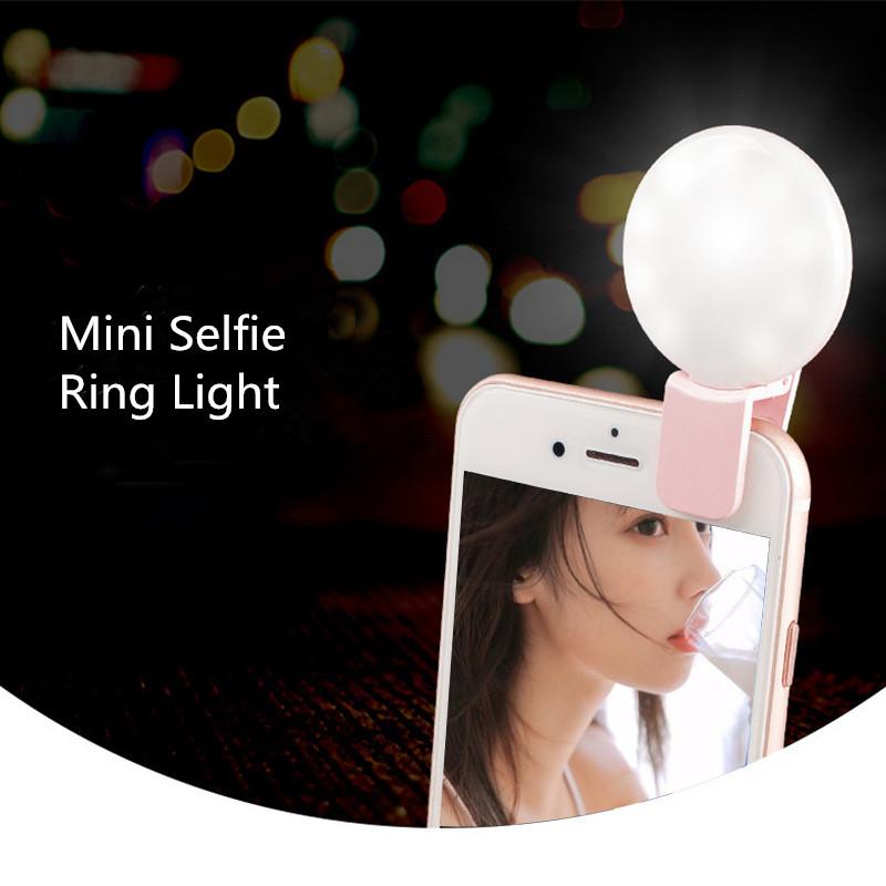 Handy Fülllicht Linse Ringlicht Lampe Tragbarer Clip Drei Stufen Dimmbar Mini Langlebig Praktisch 10 LED Selfie Ring Beauty