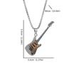 Fashion Two‑Tone Guitar Pendant Necklace for Men and Women, Trendy Stainless‑Steel Musical‑Instrument‑Shaped Jewelry Accessory