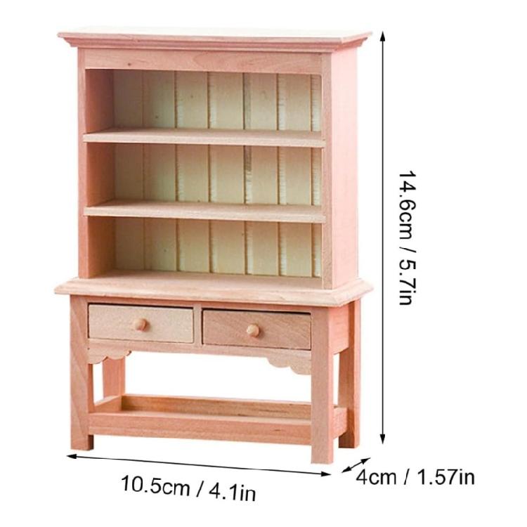 Realistic Bookcase 1/12 Doll House Furniture Unpainted Storage Shelf Model For Kids Pretend Play Scene Display Decoration