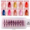 Solid Color Manicure Nail Tips Set with Multi-color Options - 240 Wearable Fake Nail Stickers