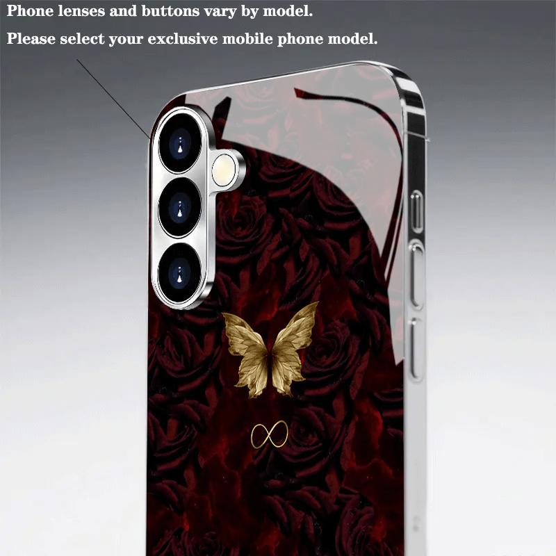 Elegant Dark Rose phone case s26 ultra case glass mobile phones for Samsung Galaxy S26 S25 S24 S23 S22 FE Ultra Plus