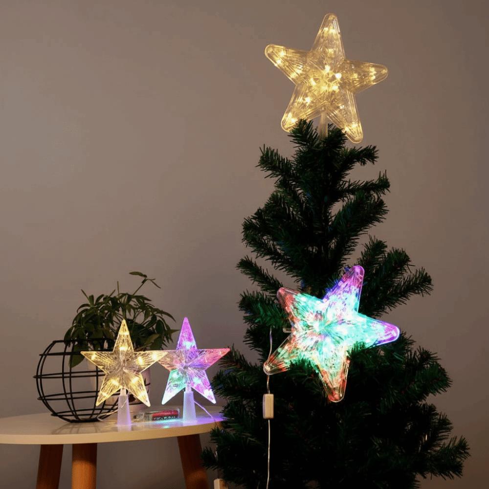 Warm/Colorful/White Light LED Lighted Star Five-pointed Star Xmas Tree Top Ornaments Garden