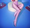 30 Deniers Oil Shine High Waist Tights Glitter Shiny Glossy Transparent Pantyhose Open Crotch Sexy Nylon Silk Hosiery Underwear