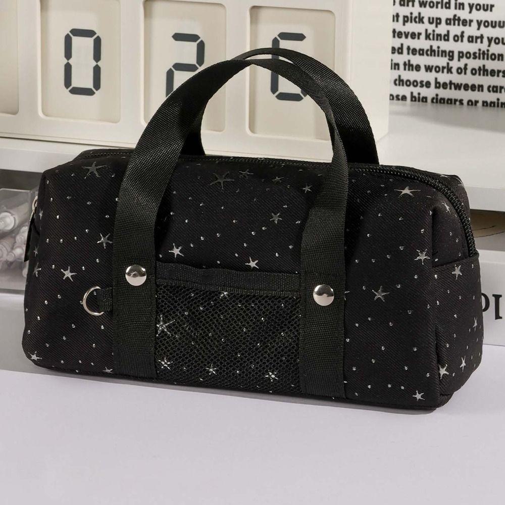 Pencil Pouch Star Dots Pencil Case Handheld Cloth Stationery Bag Korean Style Pen Bag  Office