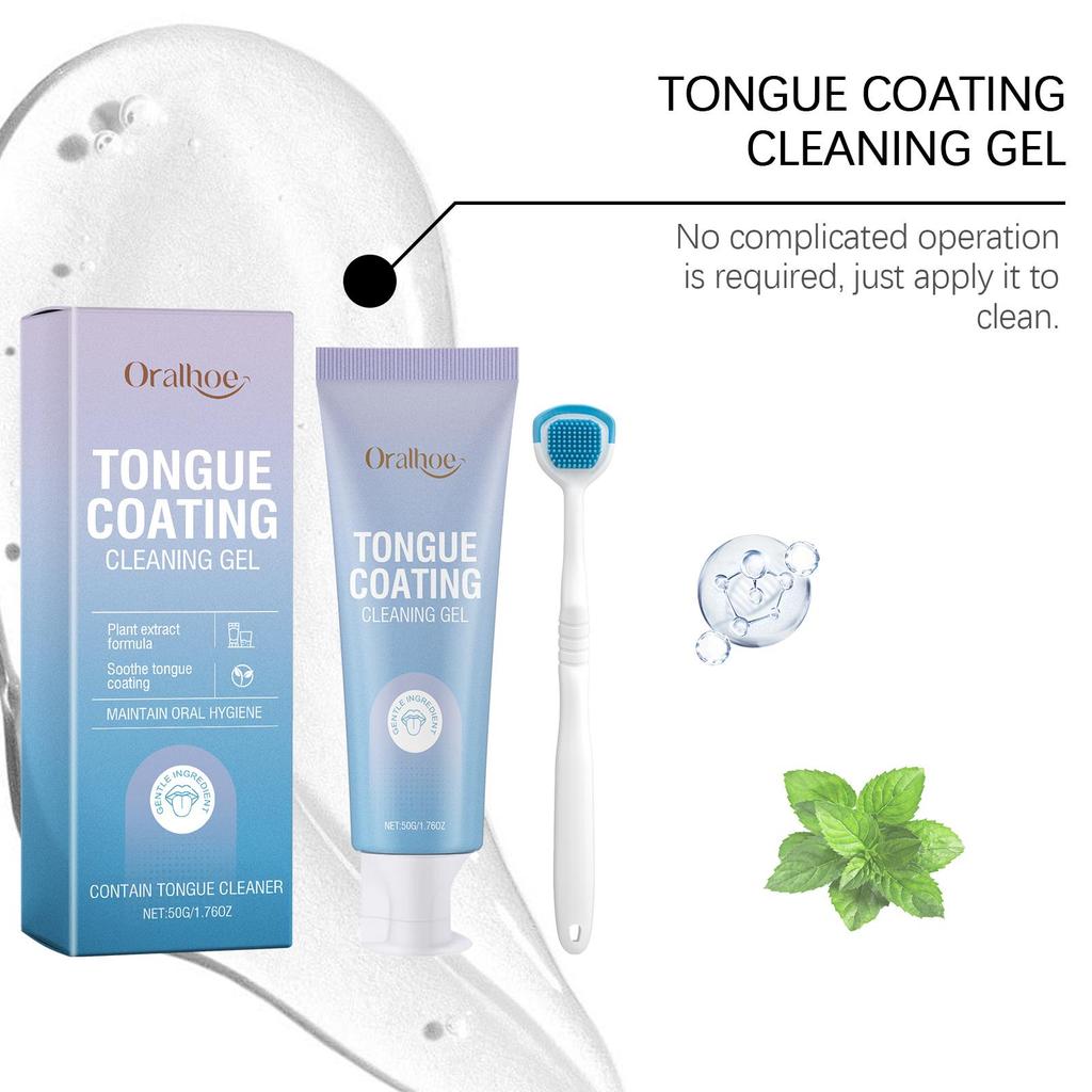 Tongue Cleaner For Remove Tongue Coating Inhibit Oral Bacteria Improve Bad Breath Freshener Tongue Cleansing Gel Toothbrush Set