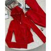 Set con felpa casual color block e pantaloni in maglia da donna Street Style 2025 per Primavera e Autunno