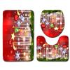 4pcs Shower Christmas Curtain Toilet Cushion Set Cover Mat Pad Rug Xmas Bathroom