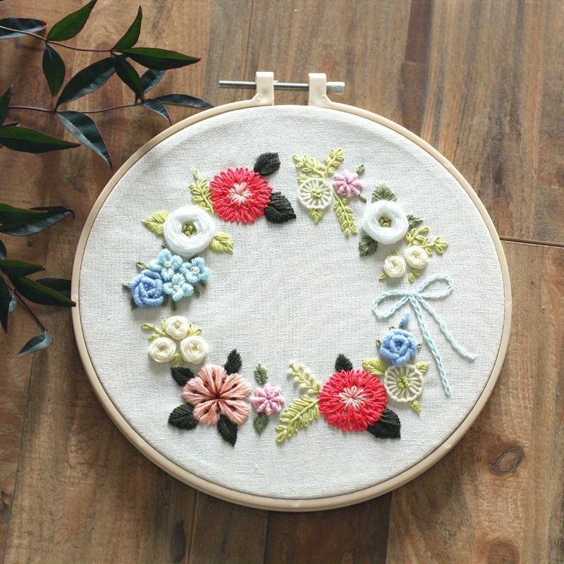 1-piece Floral Embroidery DIY Craft Kit (including tools)