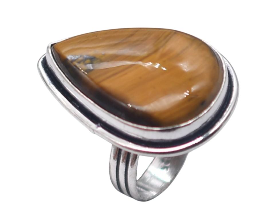 Tiger Eye Natural Gemstone Antique Silver Ring US Size-4.25 R 5047