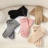 German Velvet Thickened Touchscreen Gloves for Women, Warm and Windproof In Winter, Outdoor Daily Riding, Driving, Cold-proof, Finger Buttons