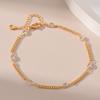 Gold Plated Oval CZ & Ball Bead Chain Anklet With Extension