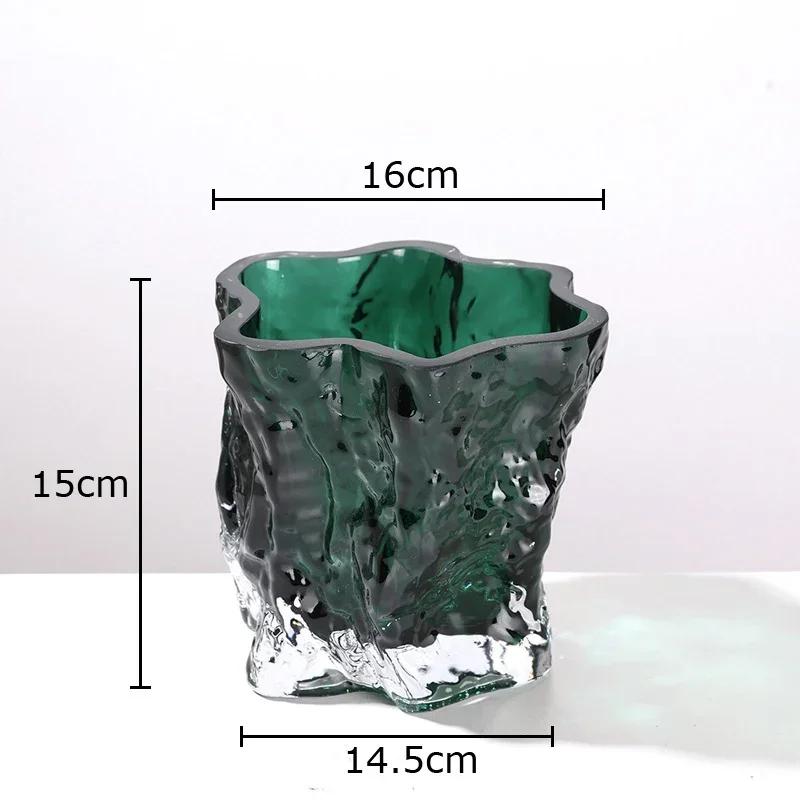 Creative Water Ripple Glacier Glass Vase Hydroponic Transparent Flower Pots Desk Decoration Flower Arrangement Floral Vases