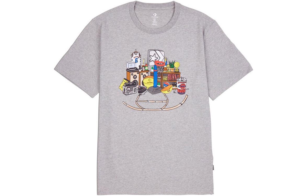 Converse T Shirts Men s Gray Crew Neck Moderate Straight Fit 10023259-A02 2XL