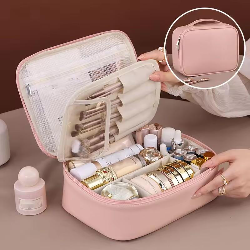 New Women's PU Leather Cosmetic Bag Portable Storage Bag Large Capacity Luxury Makeup Bag Travel Organizer Toiletry Bags