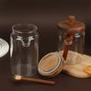 Glass Containers Food Storage Jars With Wooden Lids And Scoop Glass Sealed Jar Airtight Jar For Sugar Coffee Bean Candy