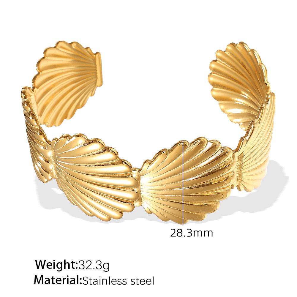 Personality Exaggerated Design Flower Starfish Water Drop Opening Bracelet Female Fashion Temperament Niche Titanium Steel Bracelet Female
