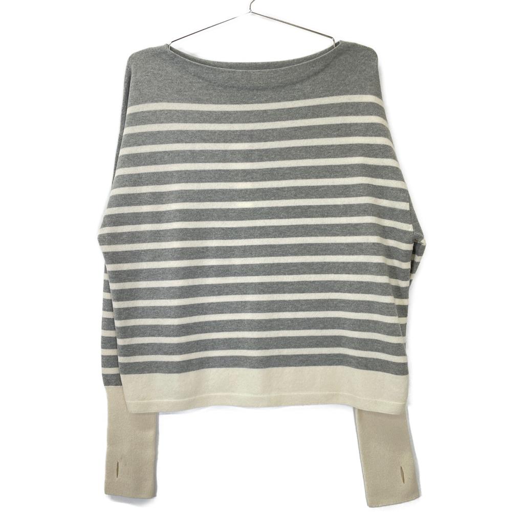 GALERIE VIE 23-02-24-02201TN 100% Wool Border Knit Tops F Gray X whiteUsed