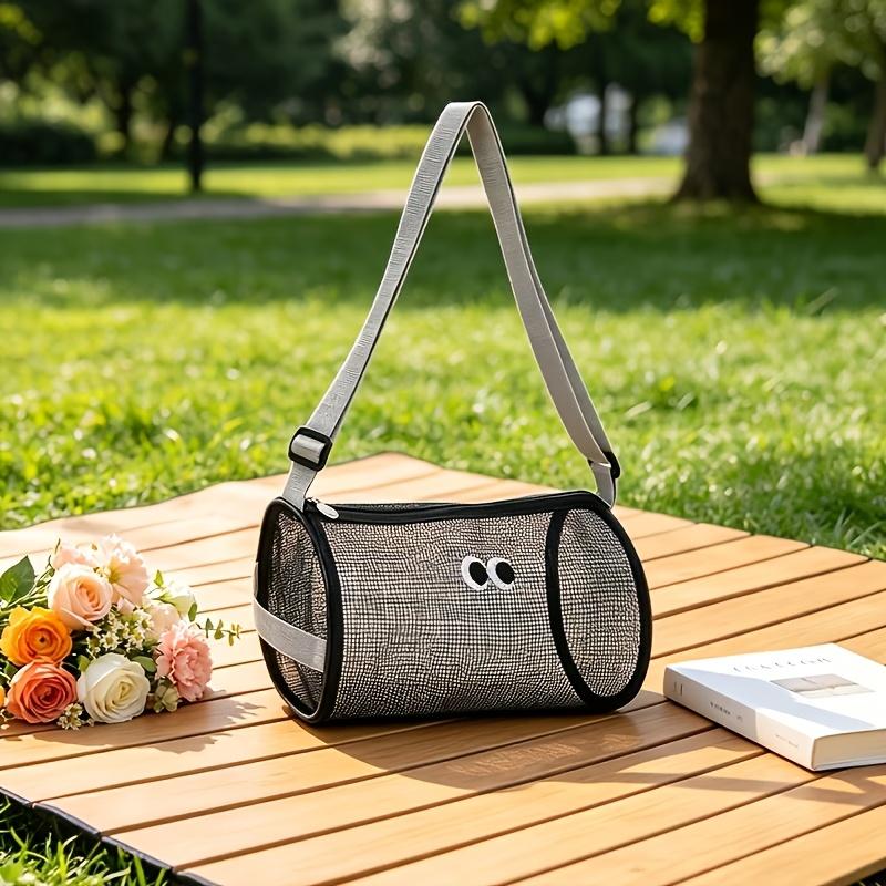 2-Pack Mesh Transparent Toiletry Bag, Cute and Spacious Cylindrical Shoulder/Crossbody Bag for Swimming and Fitness