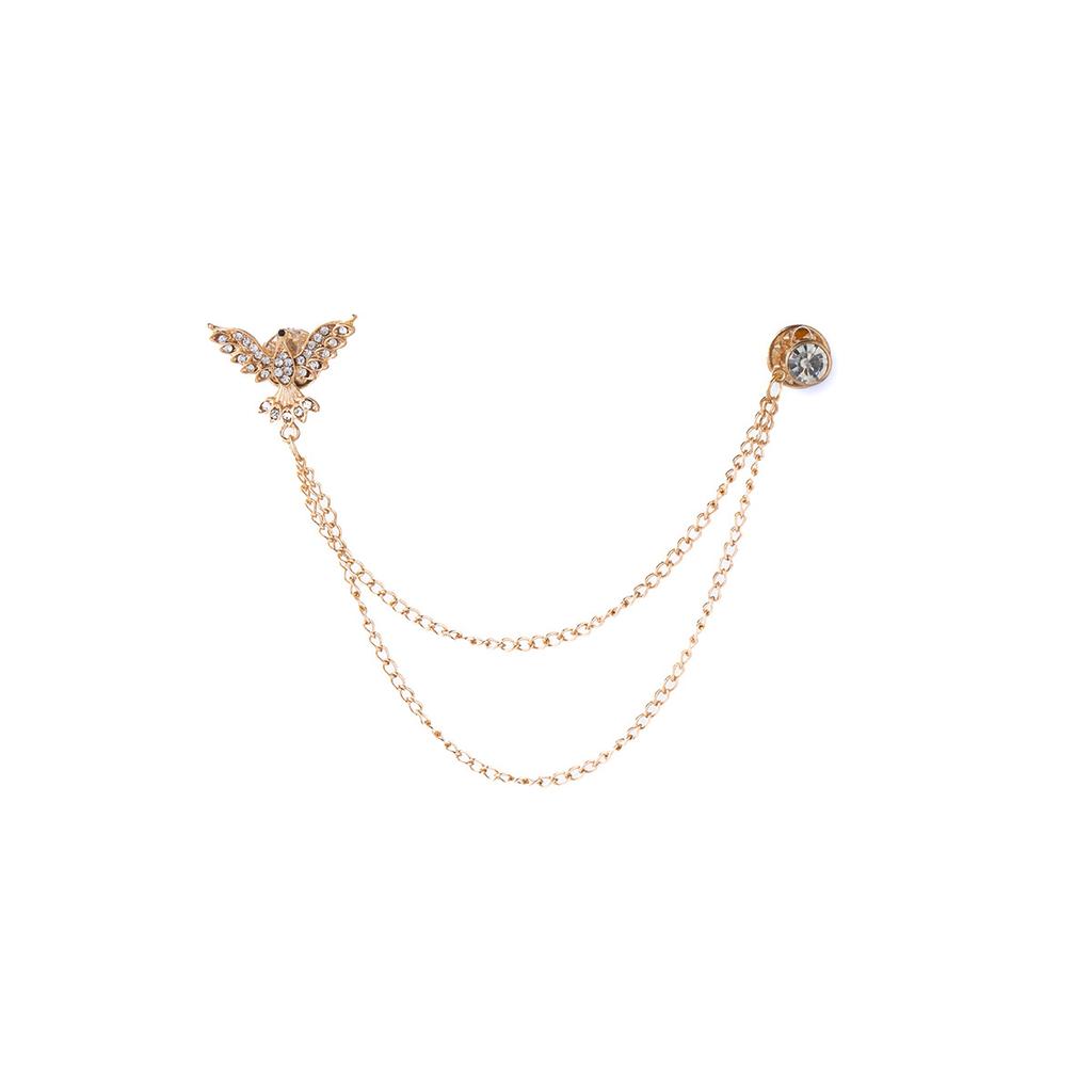 Fashion Eagle Brooch With Diamonds Vintage Wing Design Animal Suit Collar Pin Chain Pin Dress Corsage Accessories