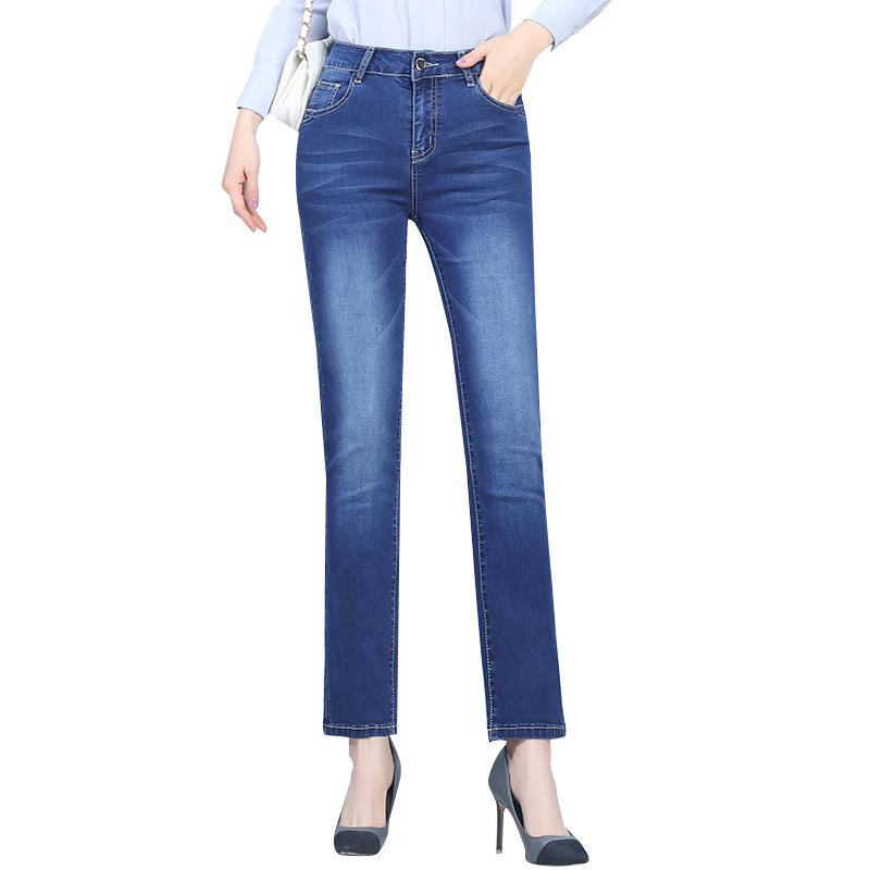 Women's High-Waisted Slim-Straight Jeans: Lightweight, Versatile, Elastic, Slimming, 2024 Spring/Autumn Style