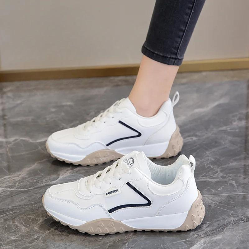 

Women s soft-soled sneakers large size outside wear non-slip casual old dad tide shoes spring and autumn small white shoes 35 белый