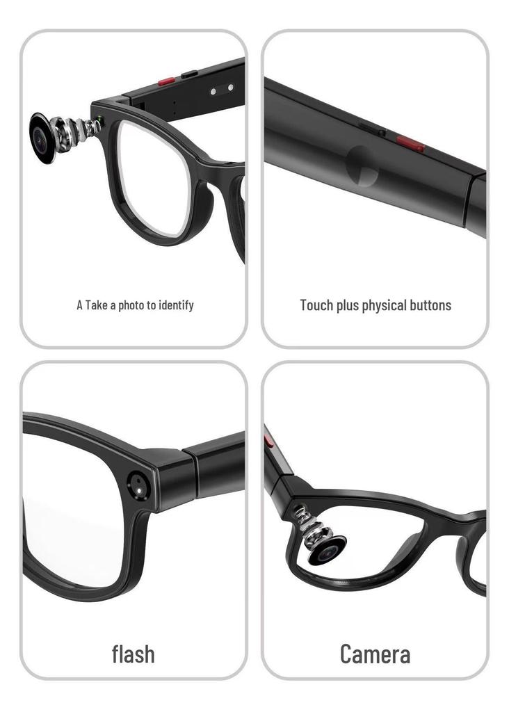 AIMB-G1 Smart Glasses: AI-Powered Translation, Image & Object Recognition, Anti-Shake Photography, Video Recording, Blue
