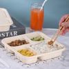 Biodegradable Corn Starch 4-Compartment Disposable Lunch Boxes with Lids