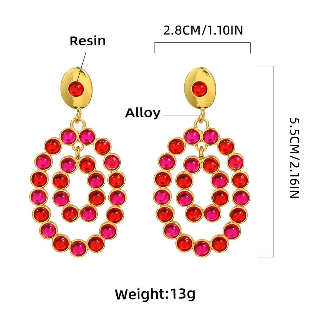 Pinkdudu European American Women Multi Layered Oval Diamond Studded Earrings Fashionable Personalized Geometric Drop Earrings PD2152