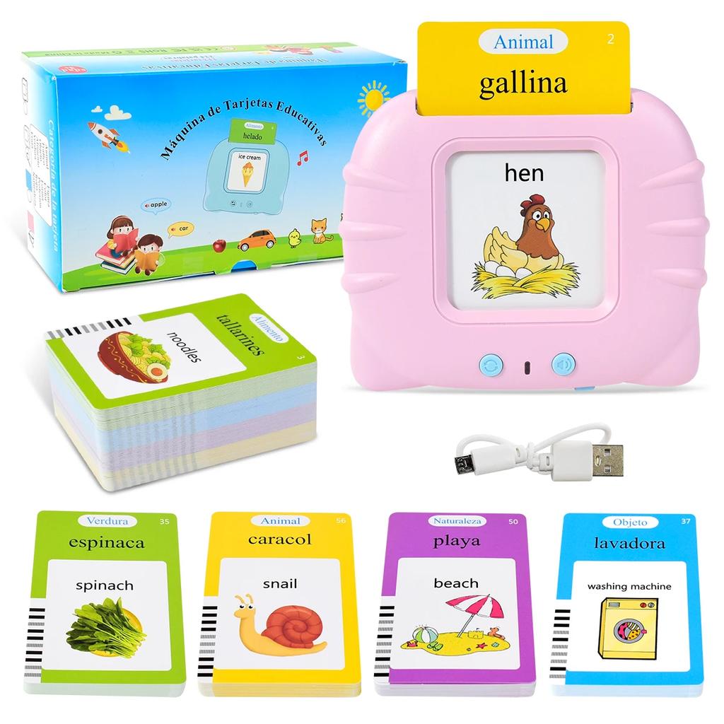Elektronische Spanische Kognitive Karten Kinder Sprechende Lernkarten Hörbücher Lernkarten Früherziehung Wörter lernen Lernspielzeug Spiel