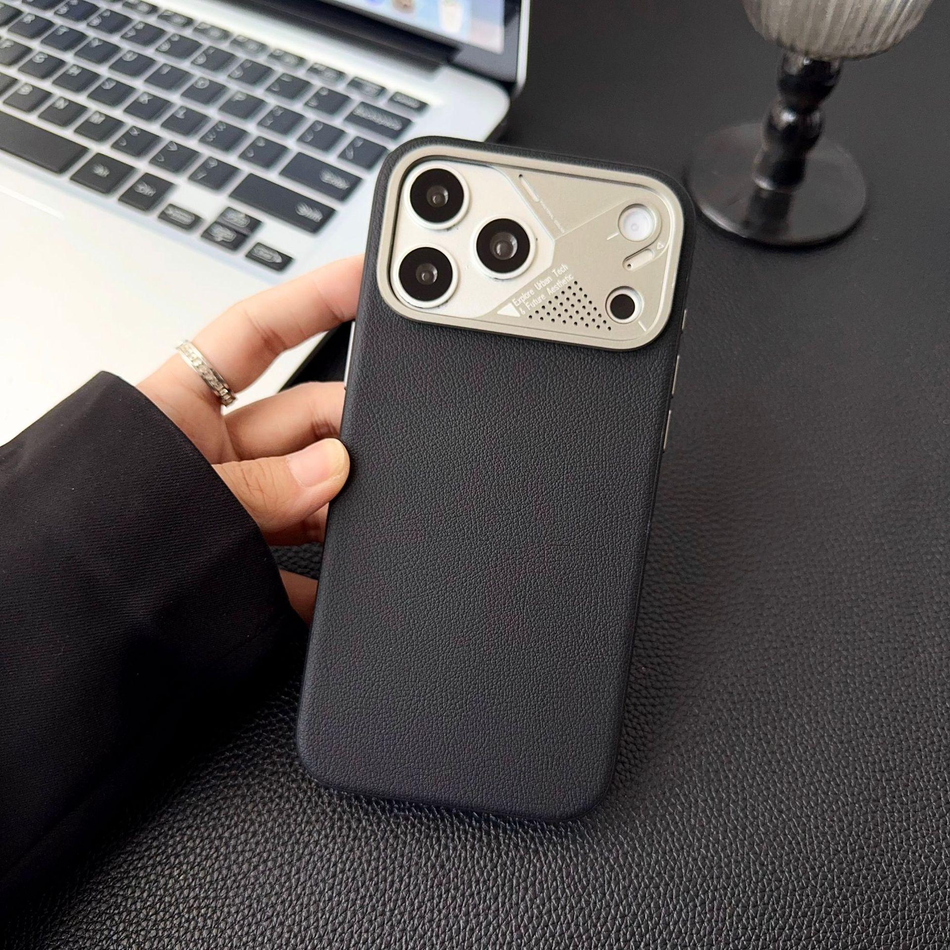 

Compatible with Apple iPhone 17 Pro Max and 16 Pro, King Kong Leather Magnetic Case with AI Buttons. iPhone 16 Pro Max чорний