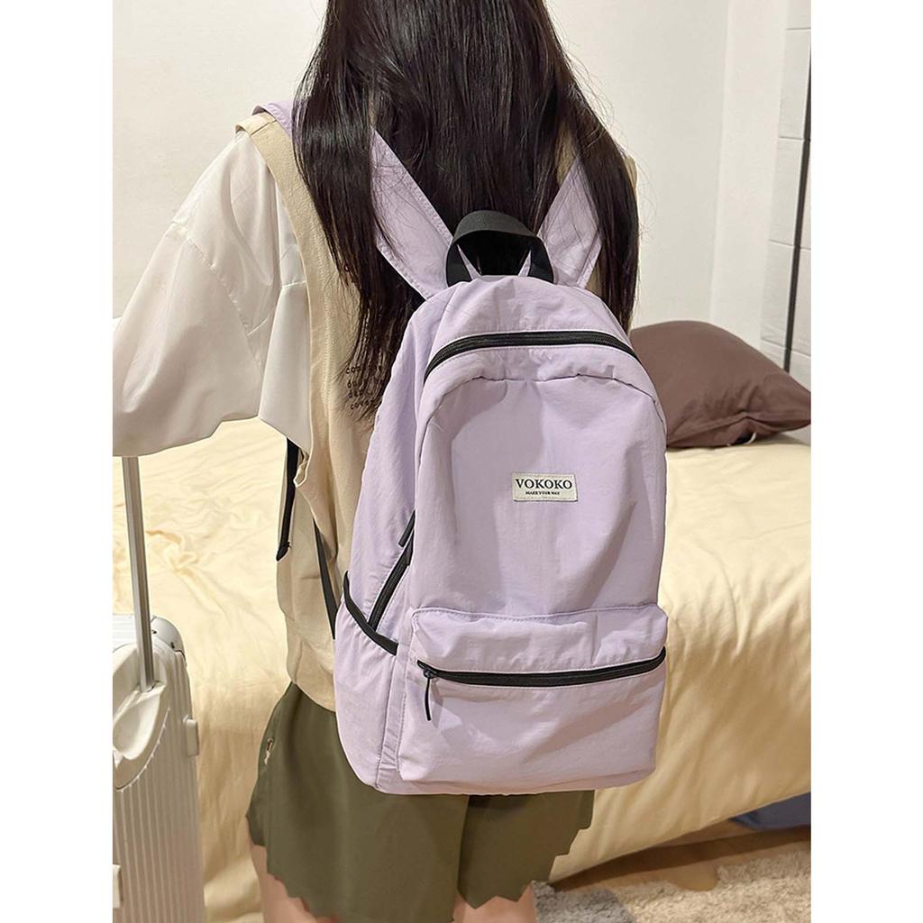 Small Fresh Solid Color Backpack for Female College Students, Outdoor Mountaineering Bag, Simple and Lightweight Travel Study Ba