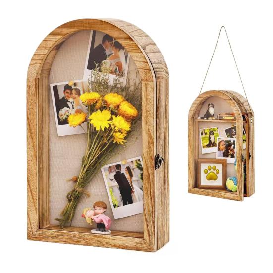 DIY Wooden Photo Frame Artificial Bouquent Wedding Souvenirs Display Oval Frame Picture Holder Home Office Wall Desktop Decoration