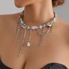 Artistic Short Clavicle Necklace Featuring Geometric Plastic Beads And Movable Tassels Decoration Fashion Neckwear