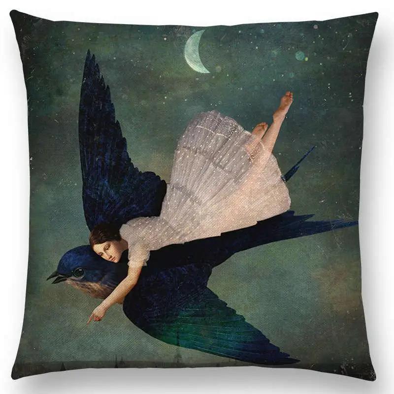 New Elegant Lady Lovely Girl Shakespeare Plays Fantasy Painting Heart Free Wish Sea Cushion Cover Sofa Throw Pillow Case