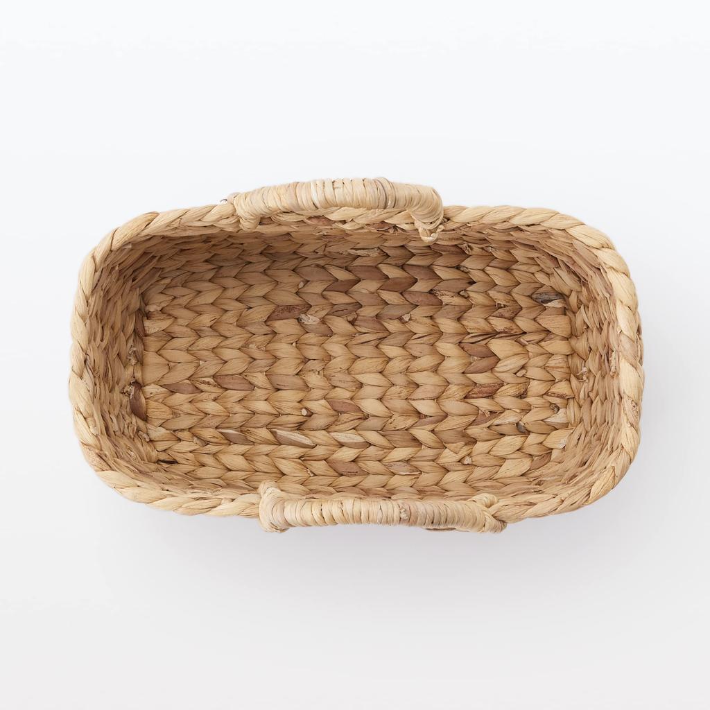 MUJI Oval Basket with Width 37 X Depth X Height Water 12057789 Handles, Small, 18.5 16cm, Hyacinth,