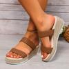 Fashion Woven Wedges Sandals Slippers Women Summer Platform High Heels Slippers Woman Straw Rope Weave Thick Sole Casual Slides Shoes