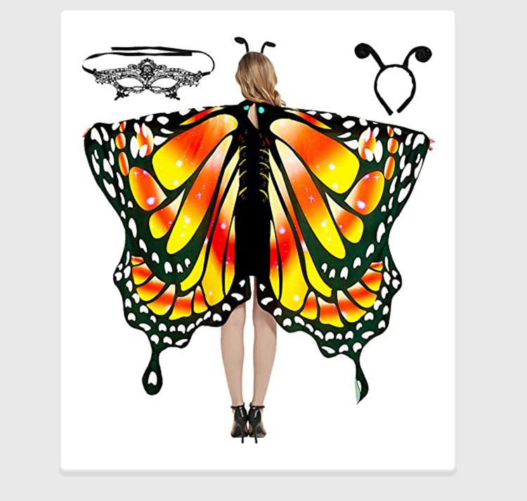 Rotating Butterfly Shawl: Halloween Belly Dance Gradient Wings Cloak