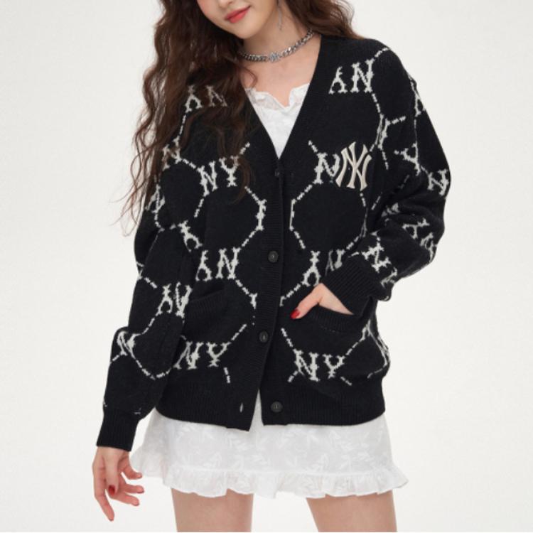 New MLB Mlb Old Flower Sweater Unisex Black 3AKTM0214-50BKS