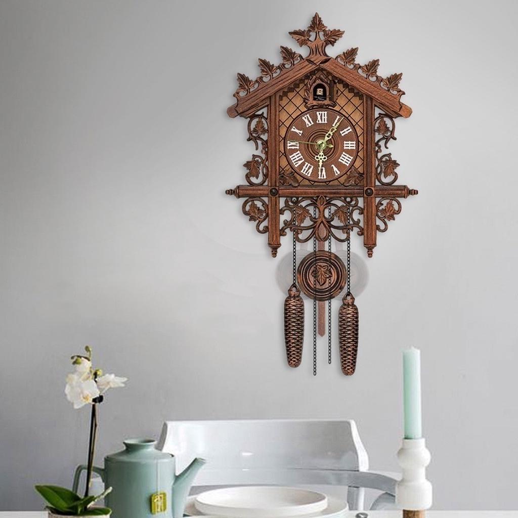 Handcraft Wood Clock House Style Wall Clock Art Vintage Home Decoration
