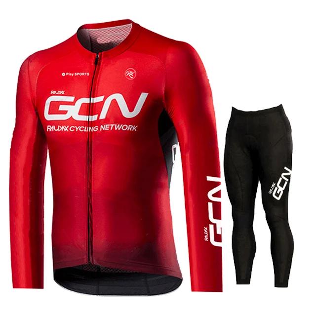 2026 Autumn Breathable Red Pro Cycling Jersey Set, Long Sleeve Cycling Clothing, MTB Maillot, Bicycle Sportswear, Road Bike Uniform, 2024