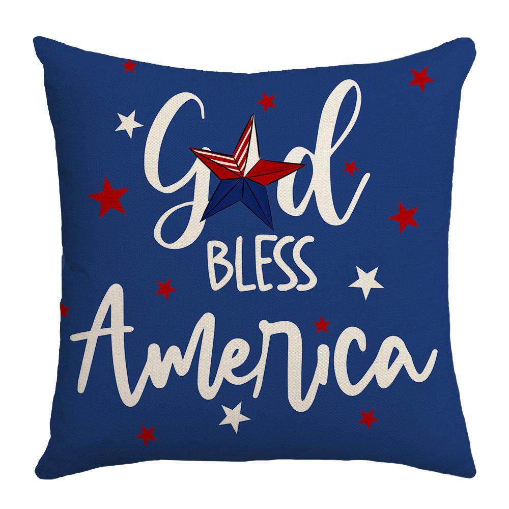 New Independence Day Printed Pillow Cover Simple Striped Sofa Bedroom Pillow Cover Cushion Cover