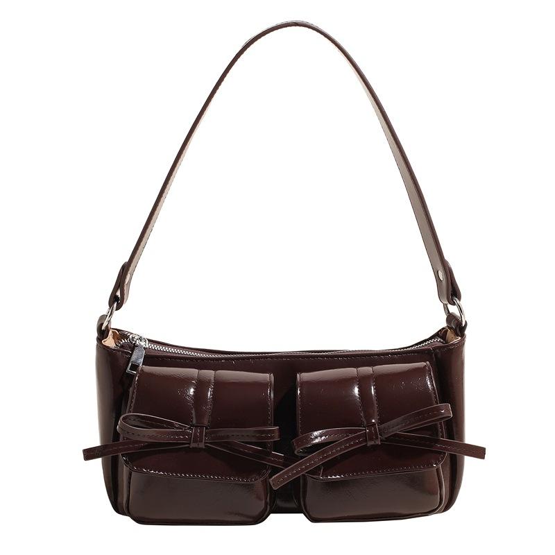 Winter Maillard retro ballet style bow multi-pocket underarm bag personalized versatile single shoulder messenger women's bag
