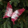 Clip-On Christmas Butterfly Ornaments Flocking Finish Xmas Butterfly Clip Decor  Holiday Party