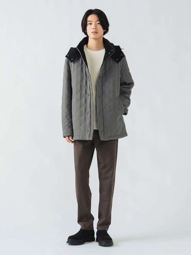 Beams Heart Quilted Down Hoodie Stand 42190015286 Men's Coat, Gray, XL,