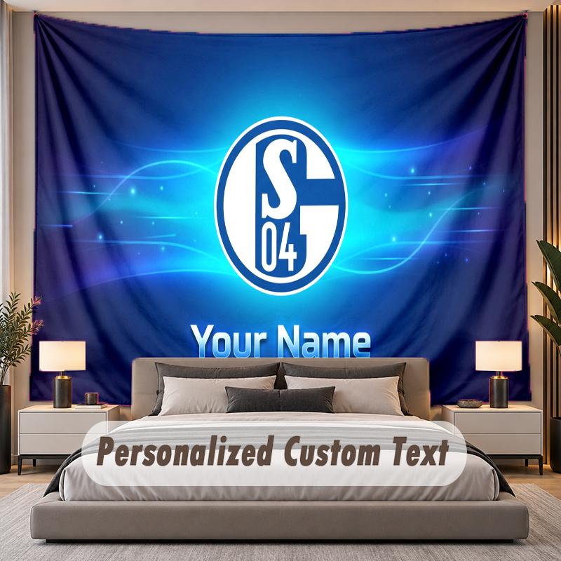 Custom Name Text Tapestry Schalke 04 FC Personalized Polyester Wall Tapestry For Bedroom And Room