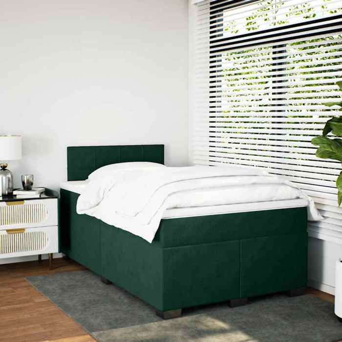 Maison Exclusive - Sommier à lattes de lit et matelas Vert foncé 120x200cm Velours