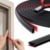 19.6ft Black Door Gap Sealing Self-adhesive Rubber Strip Windproof and Waterproof 0.4x0.2in for Caulking and Soundproofing